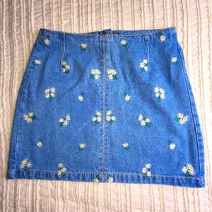 Divided Denim floral Skirt size 4